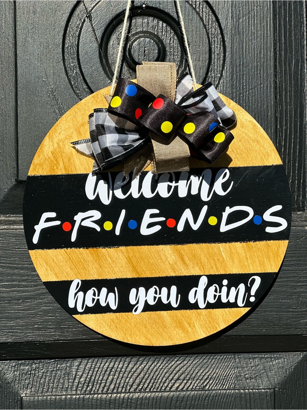 Welcome Friends Round Door Hanger - How You Doin?